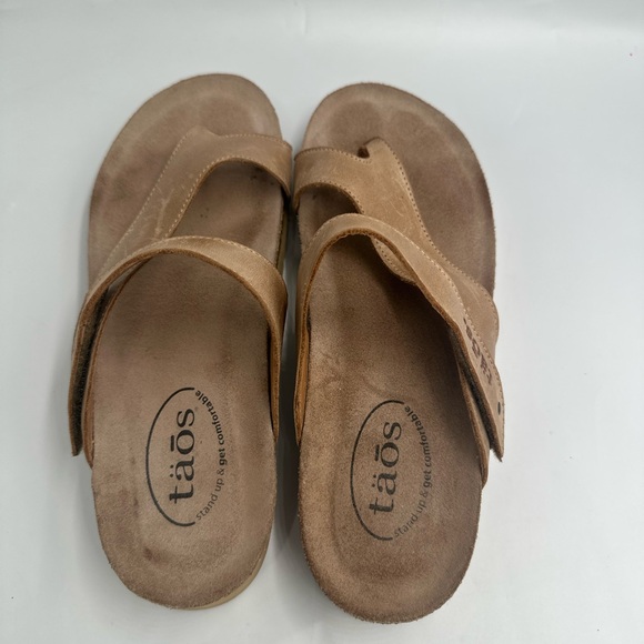 Taos Women’s Tan Leather Toe Loop Thong Size 7- 7.5 - Picture 8 of 10